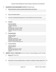 Form EQP5113 Hazardous Waste Management Facility Emergency Operating License Application - Michigan, Page 2