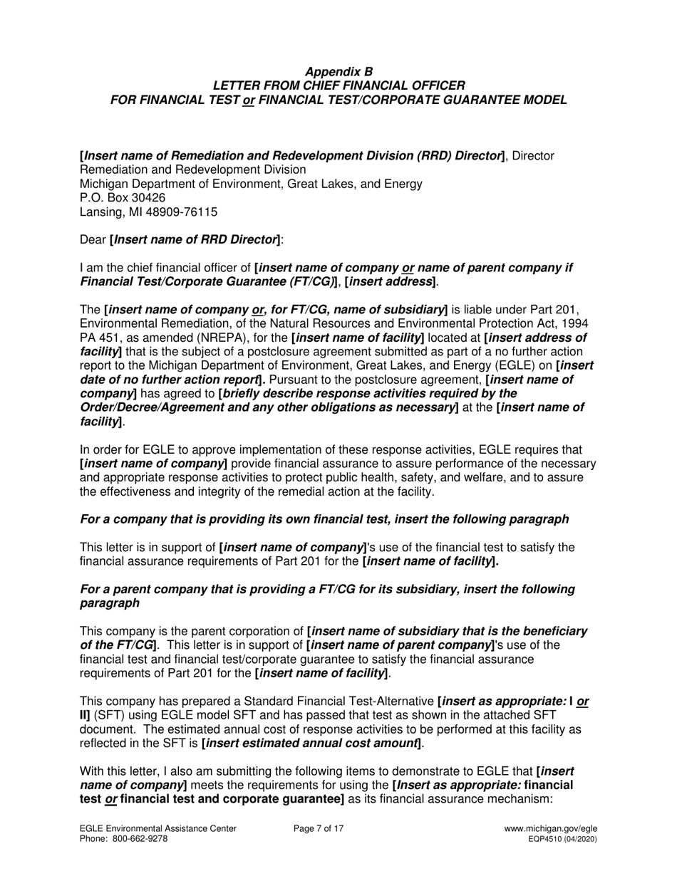 Form EQP4510 Financial Test - Corporate Guarantee - Michigan, Page 7