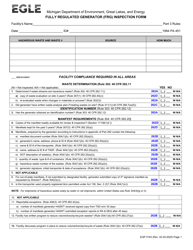 Form EQP5163 Fully Regulated Generator (Frg) Inspection Form - Michigan