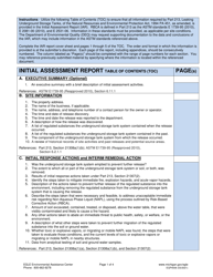 Form EQP4006 Initial Assessment Report Table of Contents Form - Michigan