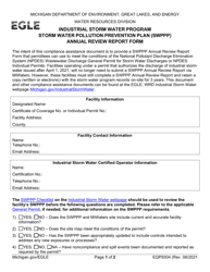 Form EQP9304 Storm Water Pollution Prevention Plan (Swppp) Annual Review Report Form - Michigan
