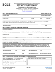 Document preview: Form EQP5837 Initial Application for Site Permit to Land Apply Septage Waste - Michigan
