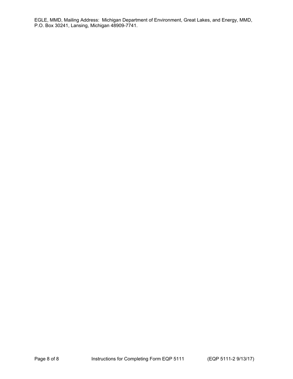 Instructions for Form EQP5111 Operating License Application Form for Hazardous Waste Treatment, Storage, and Disposal Facilities - Michigan, Page 8