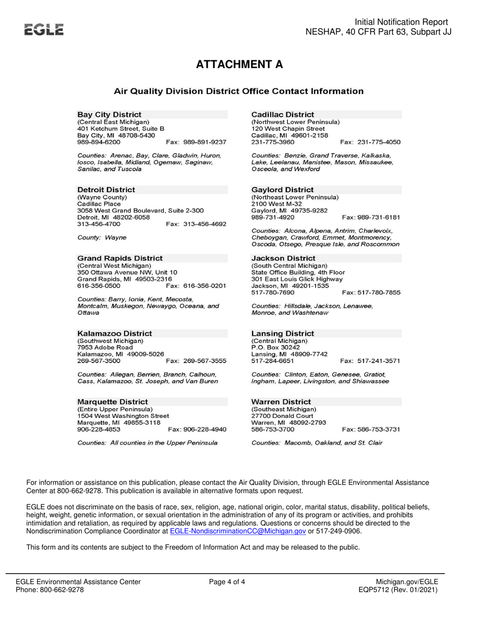 Form EQP5712 Initial Notification Report - Neshap: Wood Furniture Manufacturing Operations - Michigan, Page 4