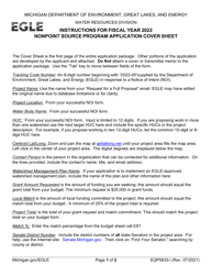 Document preview: Instructions for Form EQP5835 Grant Application Cover Sheet - Nonpoint Source Program - Michigan, 2022