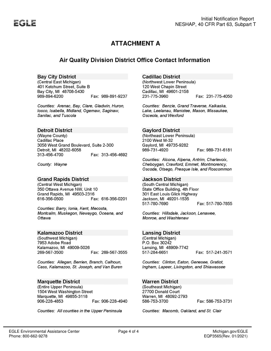 Form EQP3565 Initial Notification Report for All Machines Halogenated Solvent Cleaning Neshap - Michigan, Page 4