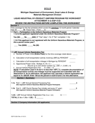 Form EQP5122 Attachment A Liquid Industrial by-Product Uniform Program Fee Worksheet - Michigan, Page 4