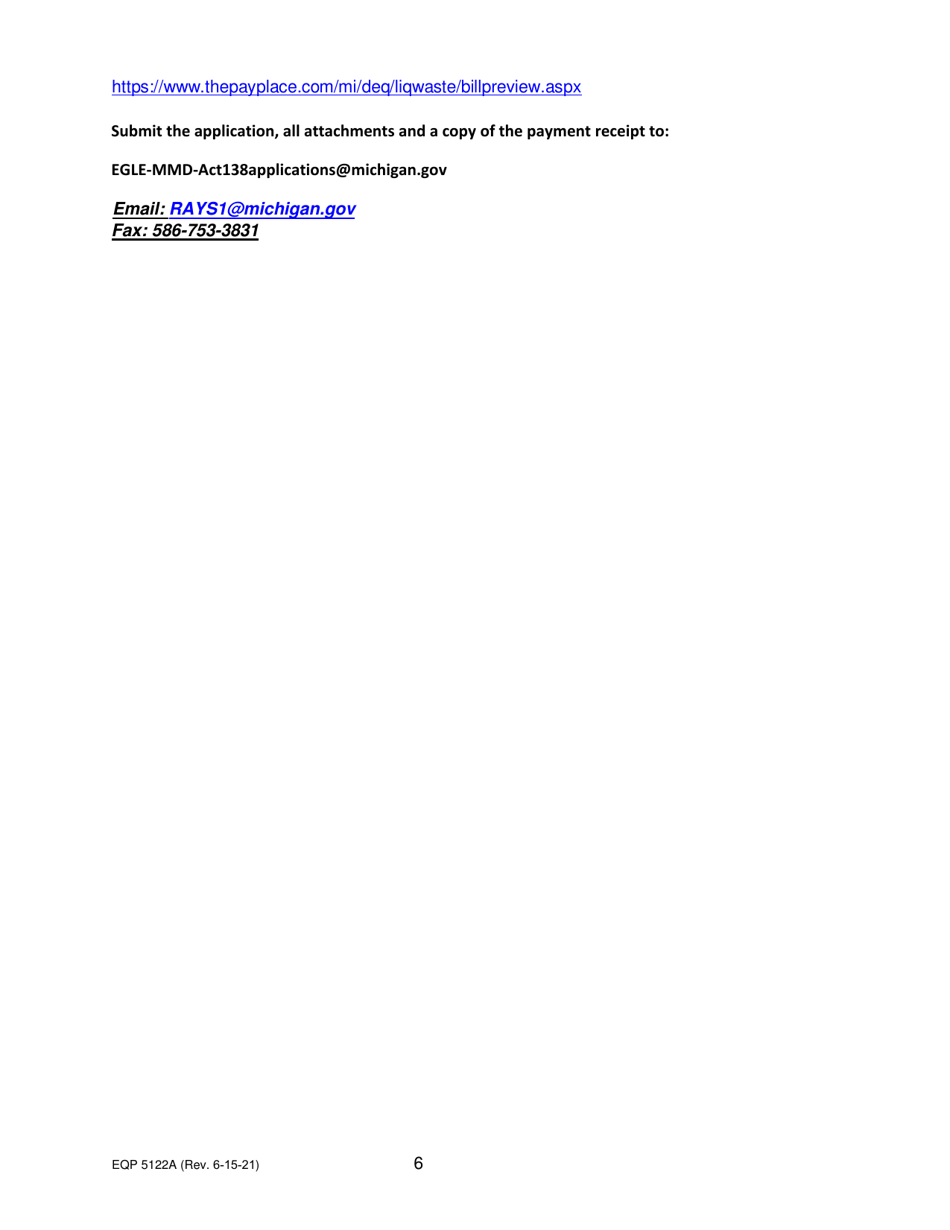 Form EQP5122 Attachment A Liquid Industrial by-Product Uniform Program Fee Worksheet - Michigan, Page 6