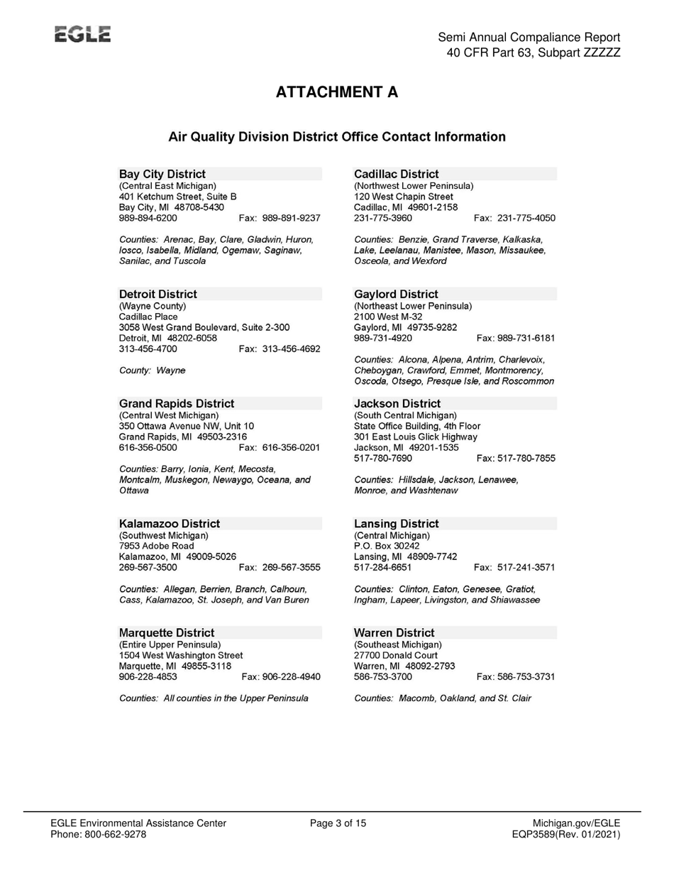 Form EQP3589 Semiannual Compliance Report - Neshap for Iron and Steel Foundry Area Sources - Michigan, Page 3