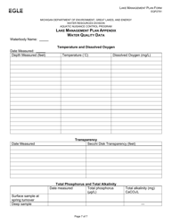 Form EQP2791 Lake Management Plan Form - Michigan, Page 7