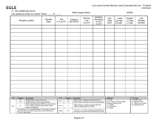 Form B (EQP5942B) Lead and Copper Report and Consumer Notice for Community Water Supply - Supplies Without Lead Service Lines - Michigan, Page 2