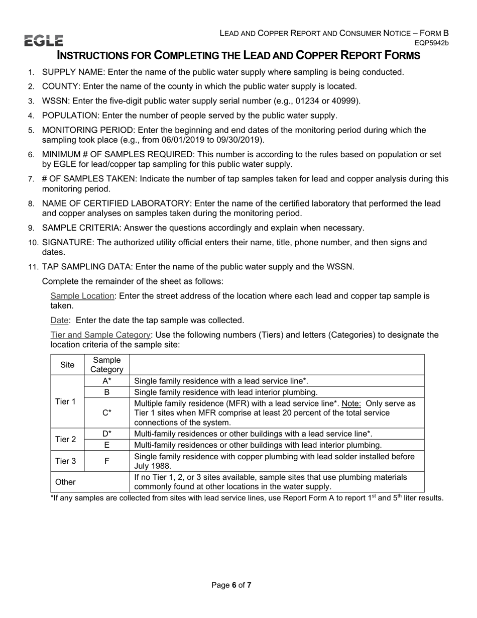 Form B (EQP5942B) Lead and Copper Report and Consumer Notice for Community Water Supply - Supplies Without Lead Service Lines - Michigan, Page 6
