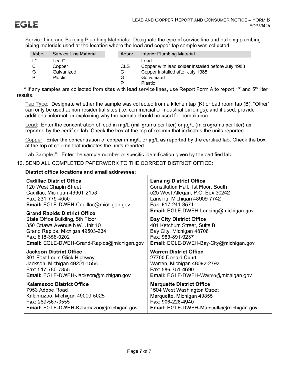 Form B (EQP5942B) Lead and Copper Report and Consumer Notice for Community Water Supply - Supplies Without Lead Service Lines - Michigan, Page 7