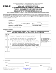 Document preview: Form A (EQP5942A) Lead and Copper Report and Consumer Notice for Community Water Supply - Supplies With Lead Service Lines - Michigan