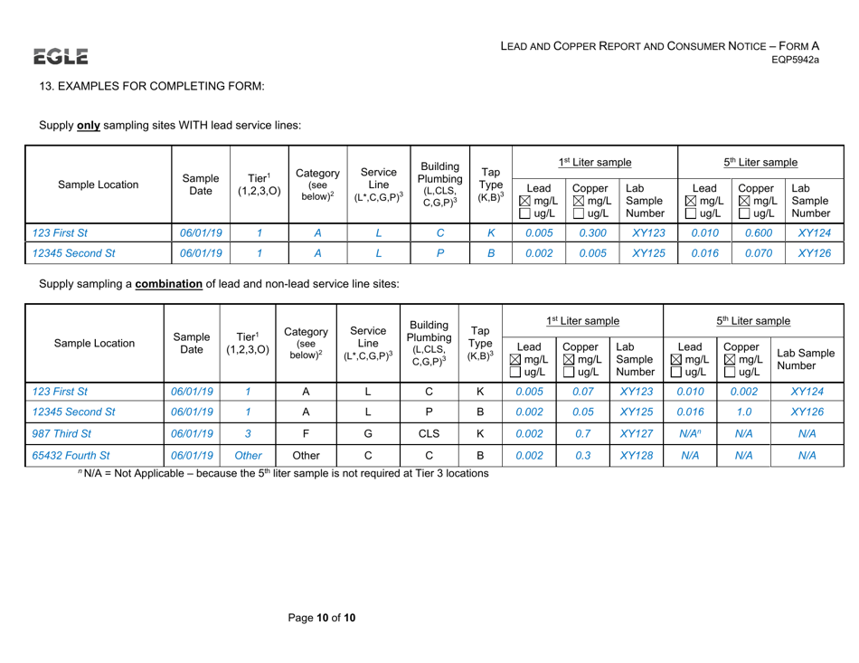 Form A (EQP5942A) Lead and Copper Report and Consumer Notice for Community Water Supply - Supplies With Lead Service Lines - Michigan, Page 10