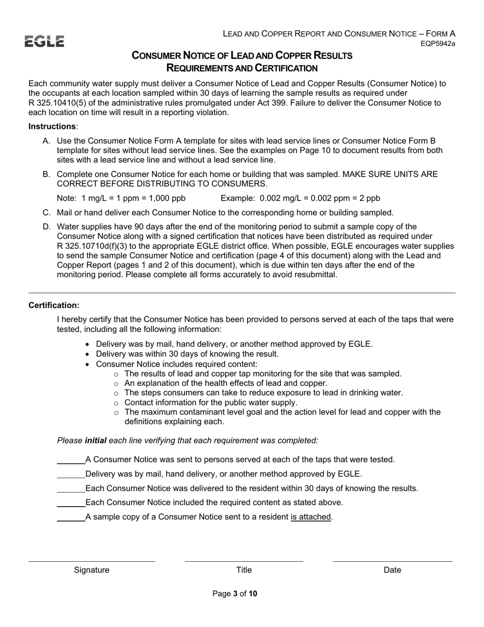 Form A (EQP5942A) Lead and Copper Report and Consumer Notice for Community Water Supply - Supplies With Lead Service Lines - Michigan, Page 3