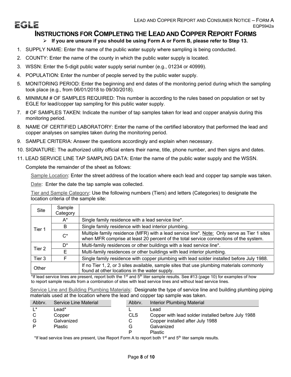 Form A (EQP5942A) Lead and Copper Report and Consumer Notice for Community Water Supply - Supplies With Lead Service Lines - Michigan, Page 8