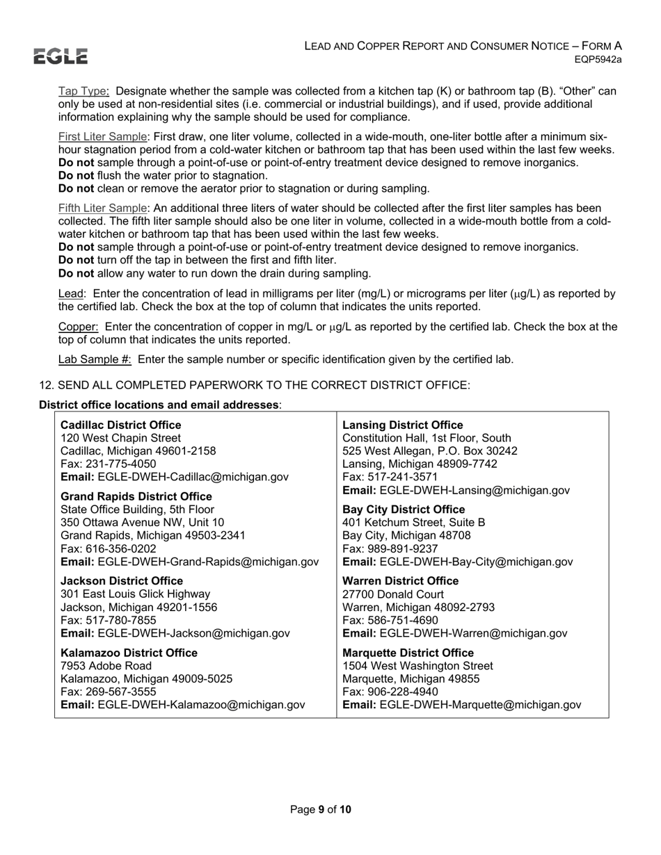 Form A (EQP5942A) Lead and Copper Report and Consumer Notice for Community Water Supply - Supplies With Lead Service Lines - Michigan, Page 9