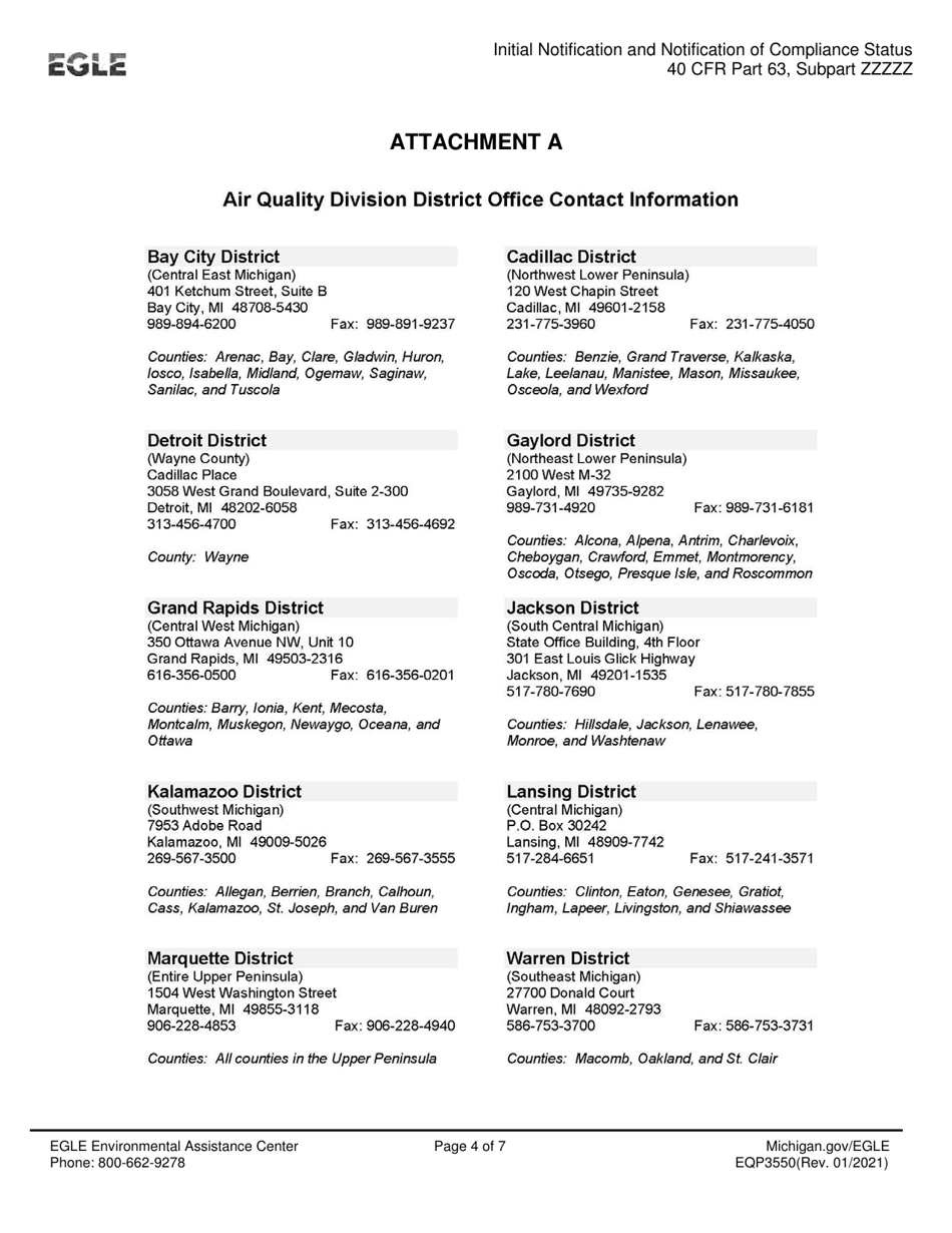 Form EQP3550 Initial Notification / Compliance Status - Neshap for Iron and Steel Foundry Area Sources - Michigan, Page 4