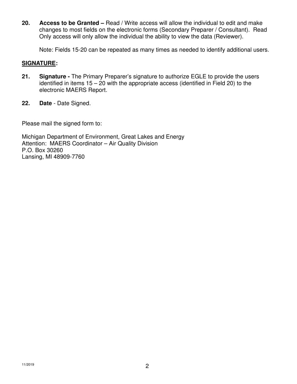 Instructions for Form PPP-101, EQP5804 Primary Preparer Proxy Form - Michigan, Page 2
