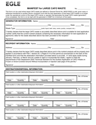 Document preview: Manifest for Large Cafo Waste - Michigan