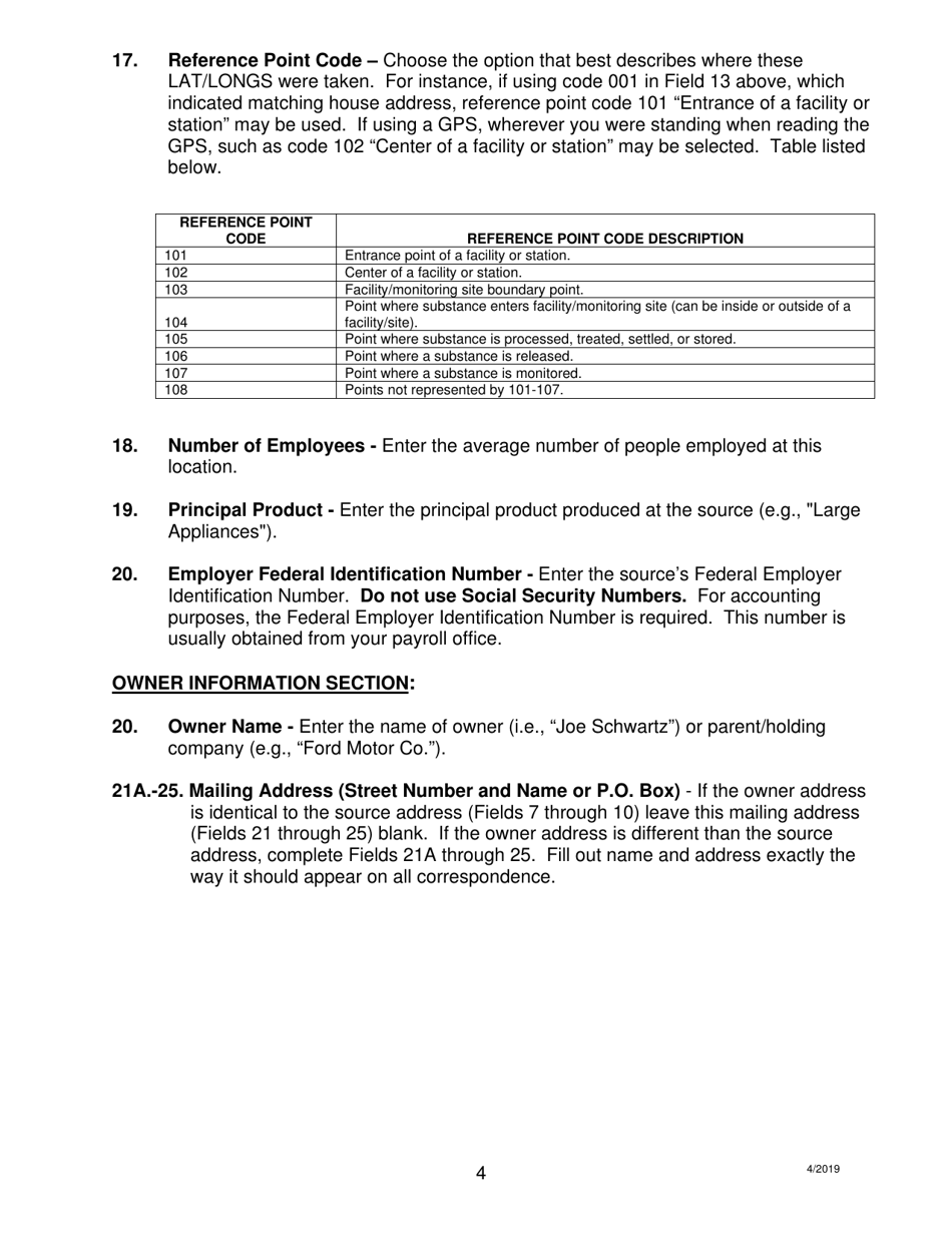 Instructions for Form S-101, EQP5747 Source - Michigan, Page 4