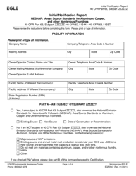 Form EQP3547 Neshap Initial Notification Report: Areas Source Standards for Aluminum, Copper, and Other Nonferrous Foundries - Michigan, Page 5