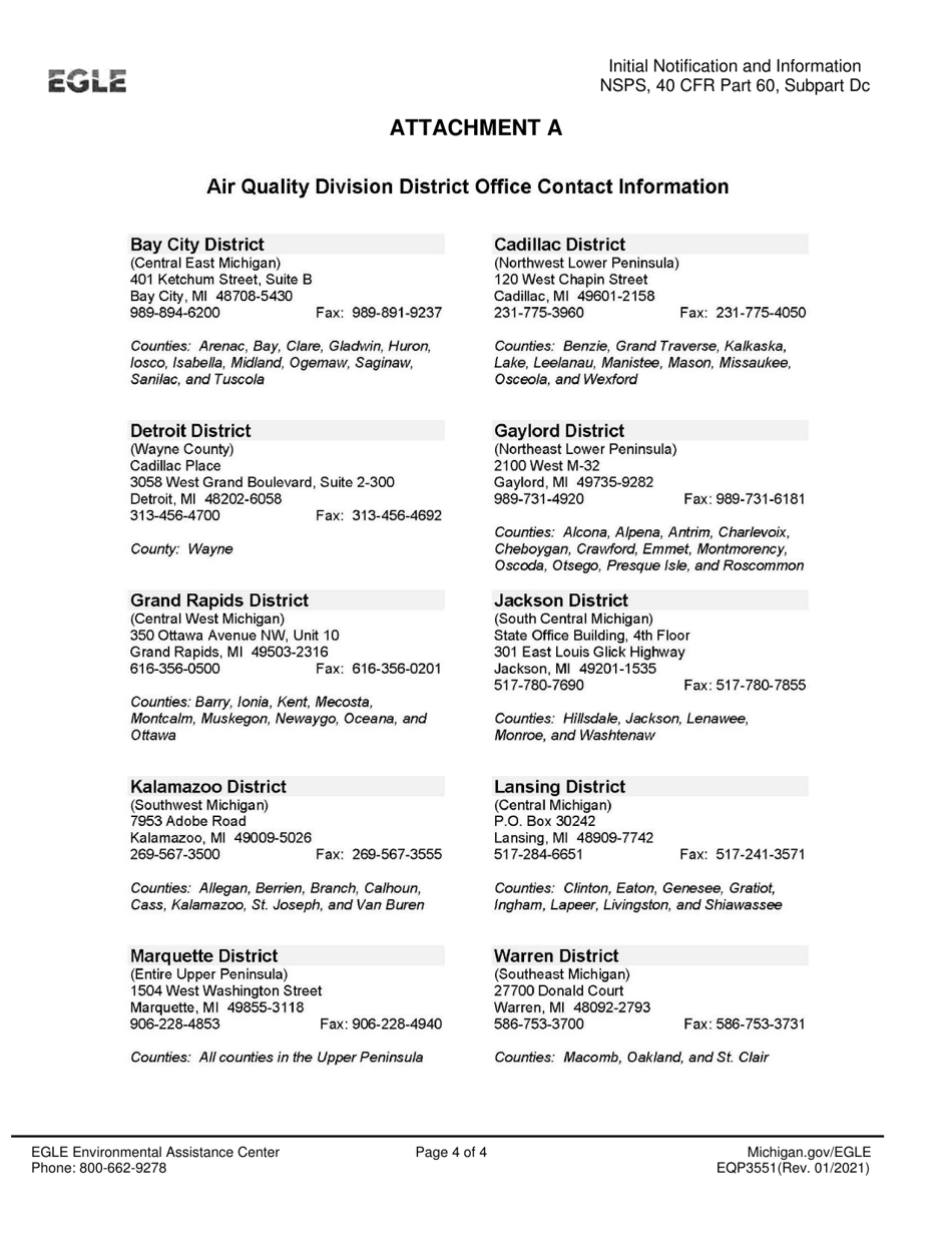 Form EQP3551 Initial Notification and Information New Source Performance Standards for Small Industrial-Commercial-Institutional Steam Generating Units - Michigan, Page 4