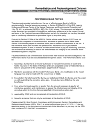 Document preview: Form EQP4462 Performance Bond Part 213 - Michigan