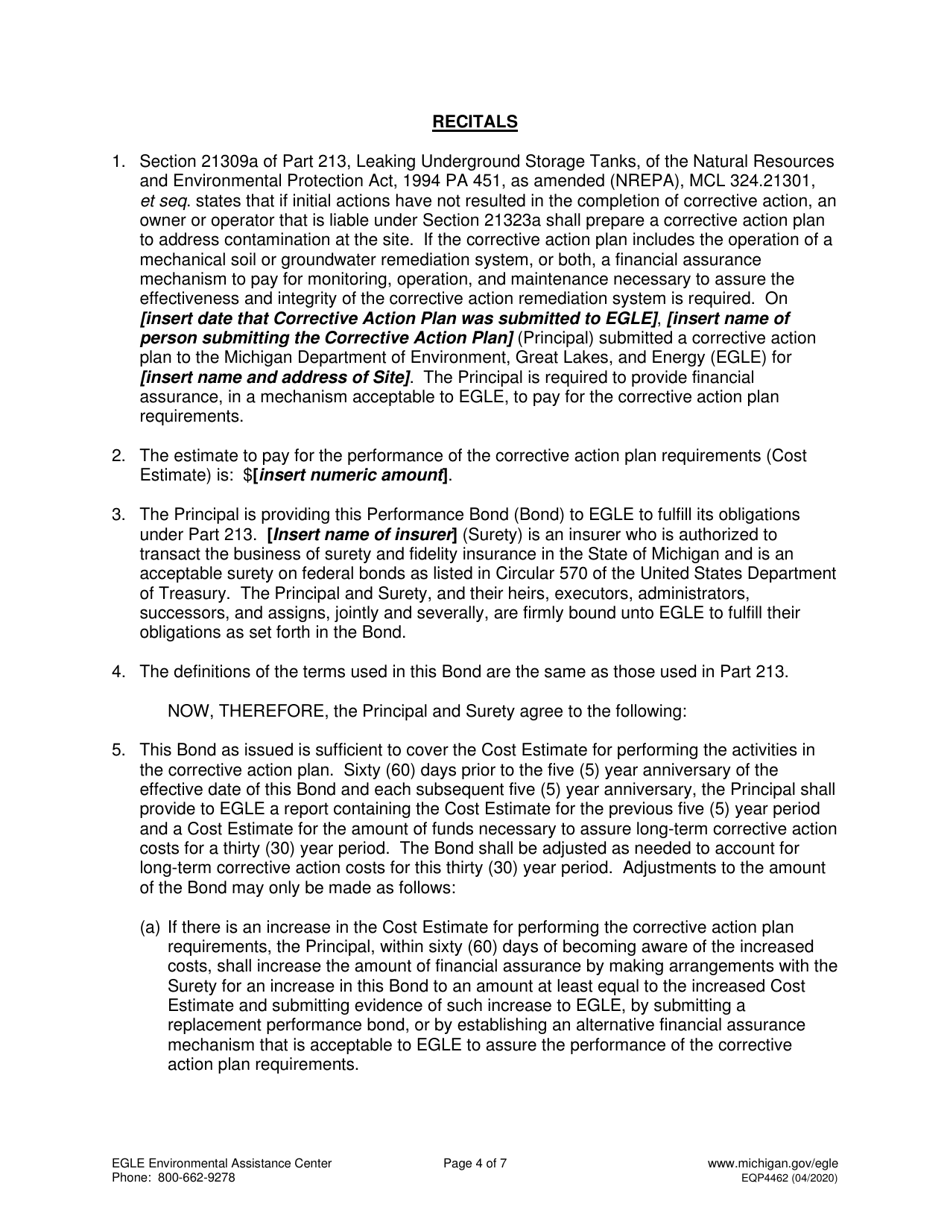 Form EQP4462 Performance Bond Part 213 - Michigan, Page 4