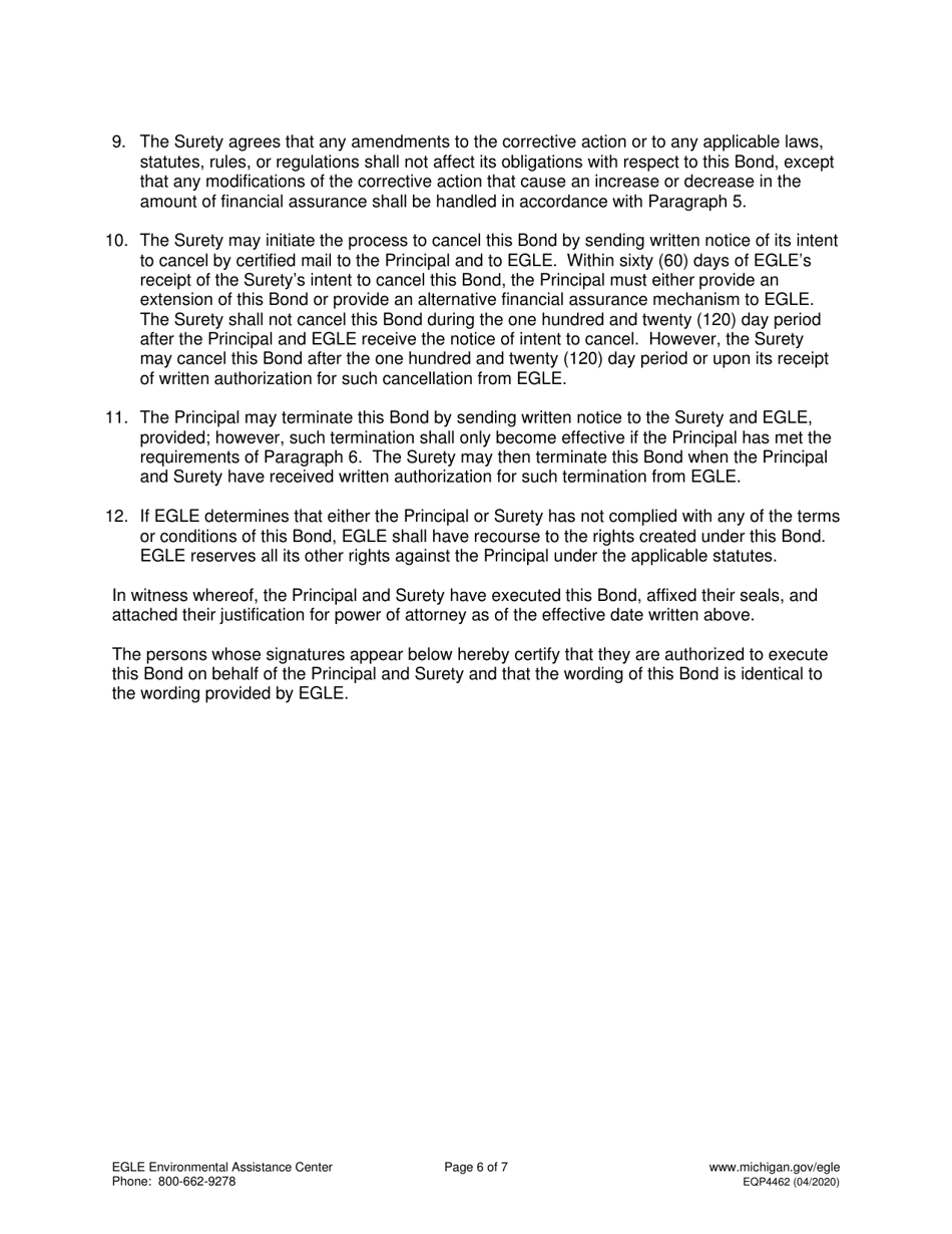Form EQP4462 Performance Bond Part 213 - Michigan, Page 6