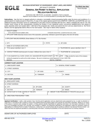 Document preview: Form EQP5757 General Air Permit to Install Application Relocation Notice - Michigan
