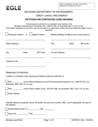 Form EQP0201 &quot;Petition for Contested Case Hearing&quot; - Michigan