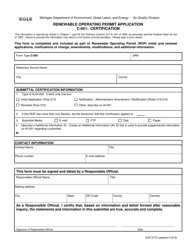 Form C-001 (EQP5773) &quot;Renewable Operating Permit Application: Certification&quot; - Michigan