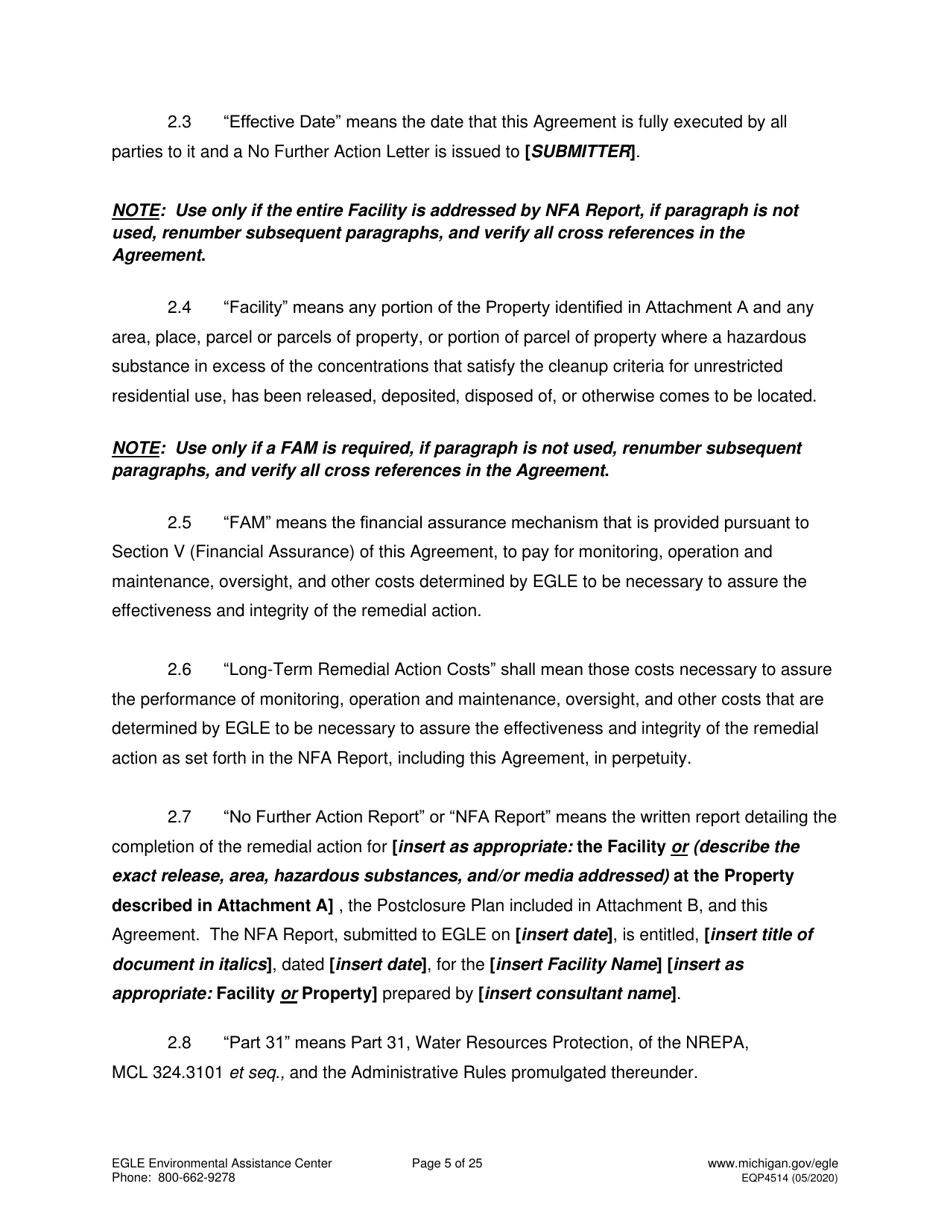Form EQP4514 Postclosure Agreement - Michigan, Page 5