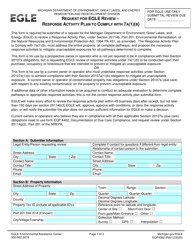 Form EQP4380 Request for Egle Review - Response Activity Plan to Comply With 7a(1)(B) - Michigan
