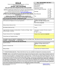 Form EQP5134 Collection Site Registration Application - Scrap Tire Program - Michigan
