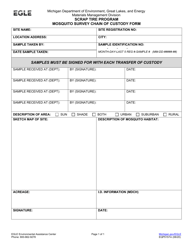 Document preview: Form EQP5157M Mosquito Survey Chain of Custody Form - Scrap Tire Program - Michigan