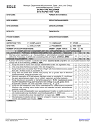 Document preview: Form EQP5157 Site Inspection Form - Scrap Tire Program - Michigan