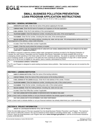 Document preview: Instructions for Form EQP3487 Small Business Pollution Prevention Loan Program Application - Michigan
