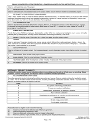Instructions for Form EQP3487 Small Business Pollution Prevention Loan Program Application - Michigan, Page 2