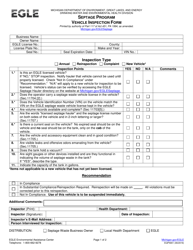 Form EQP5901 Septage Program Vehicle Inspection Form - Michigan