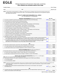 Document preview: Form EQP5176 Tsdf Generator Appendix Inspection Form - Michigan