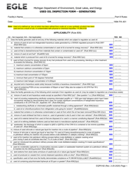 Form EQP5182 Used Oil Inspection Form - Generators - Michigan