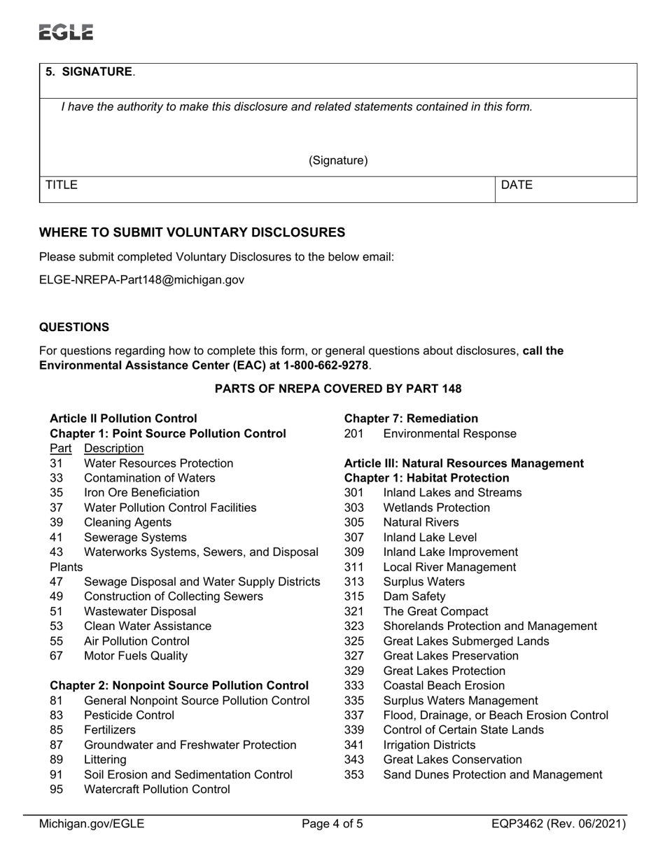 Form EQP3462 Voluntary Disclosure - Michigan, Page 4
