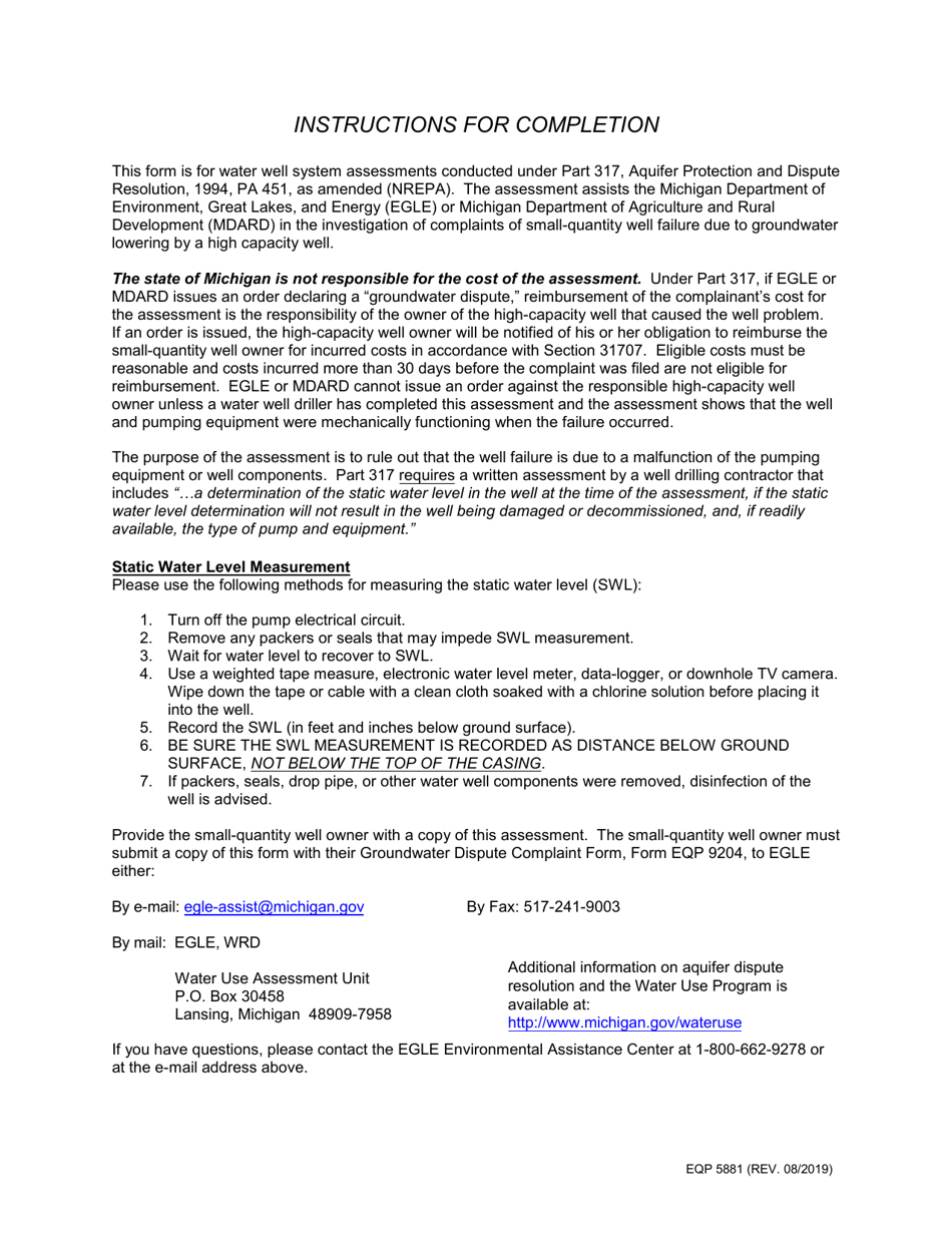 Form EQP5881 Water Supply Assessment - Michigan, Page 3