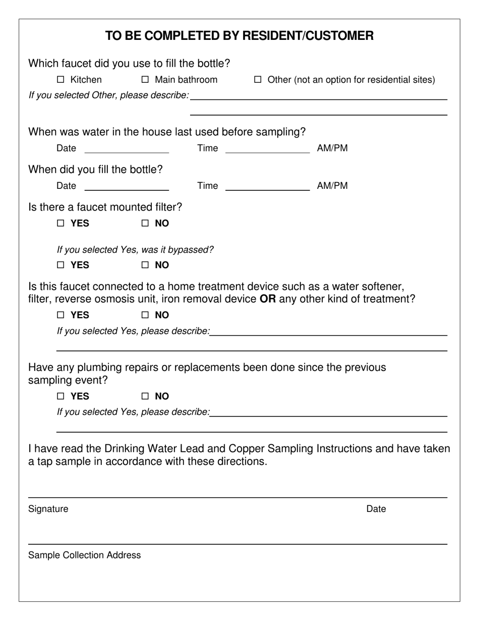 Drinking Water Lead and Copper Sampling Instructions for Sites Without Lead Service Lines - Michigan, Page 2