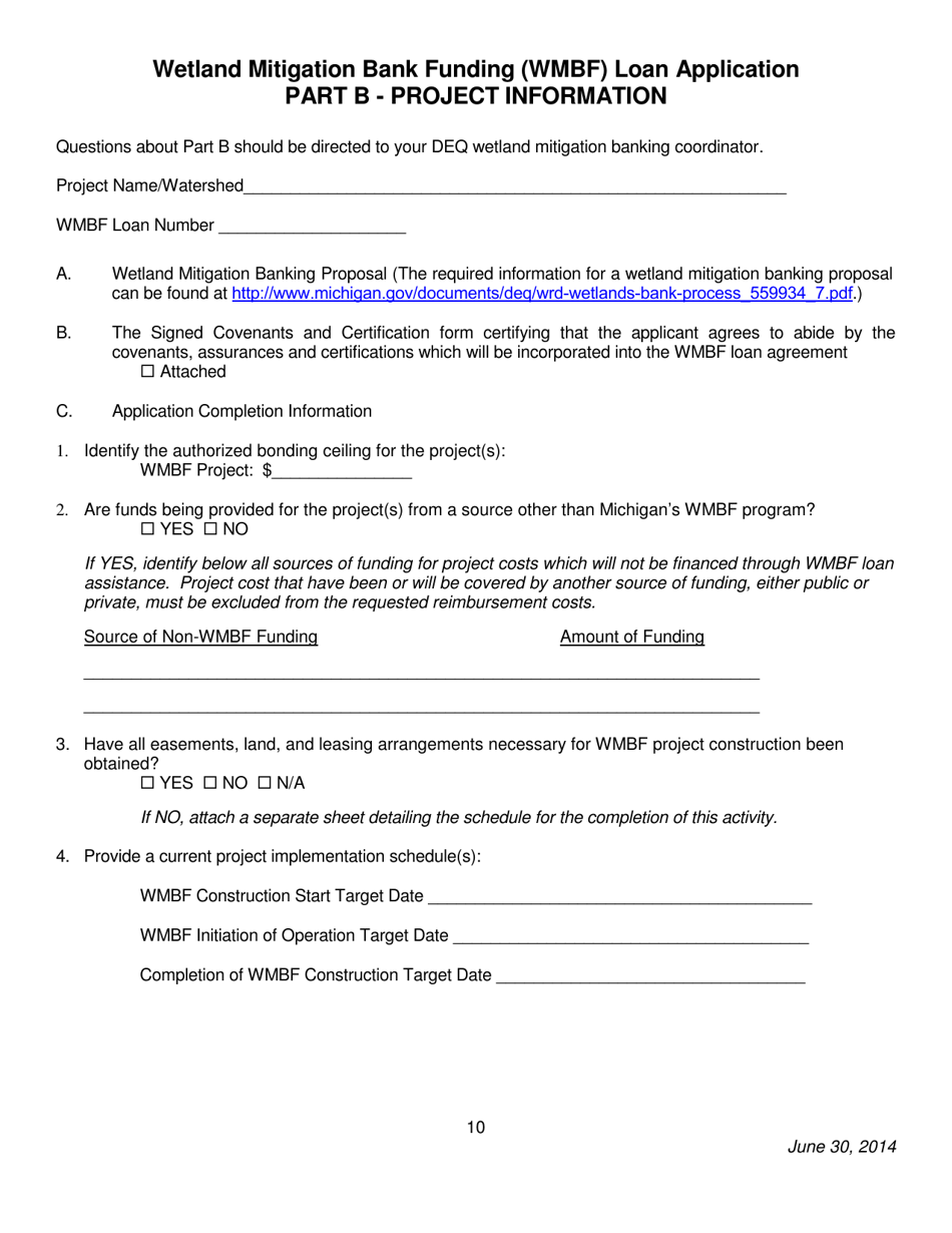 Wetland Mitigation Bank Funding (Wmbf) Loan Application - Michigan, Page 11