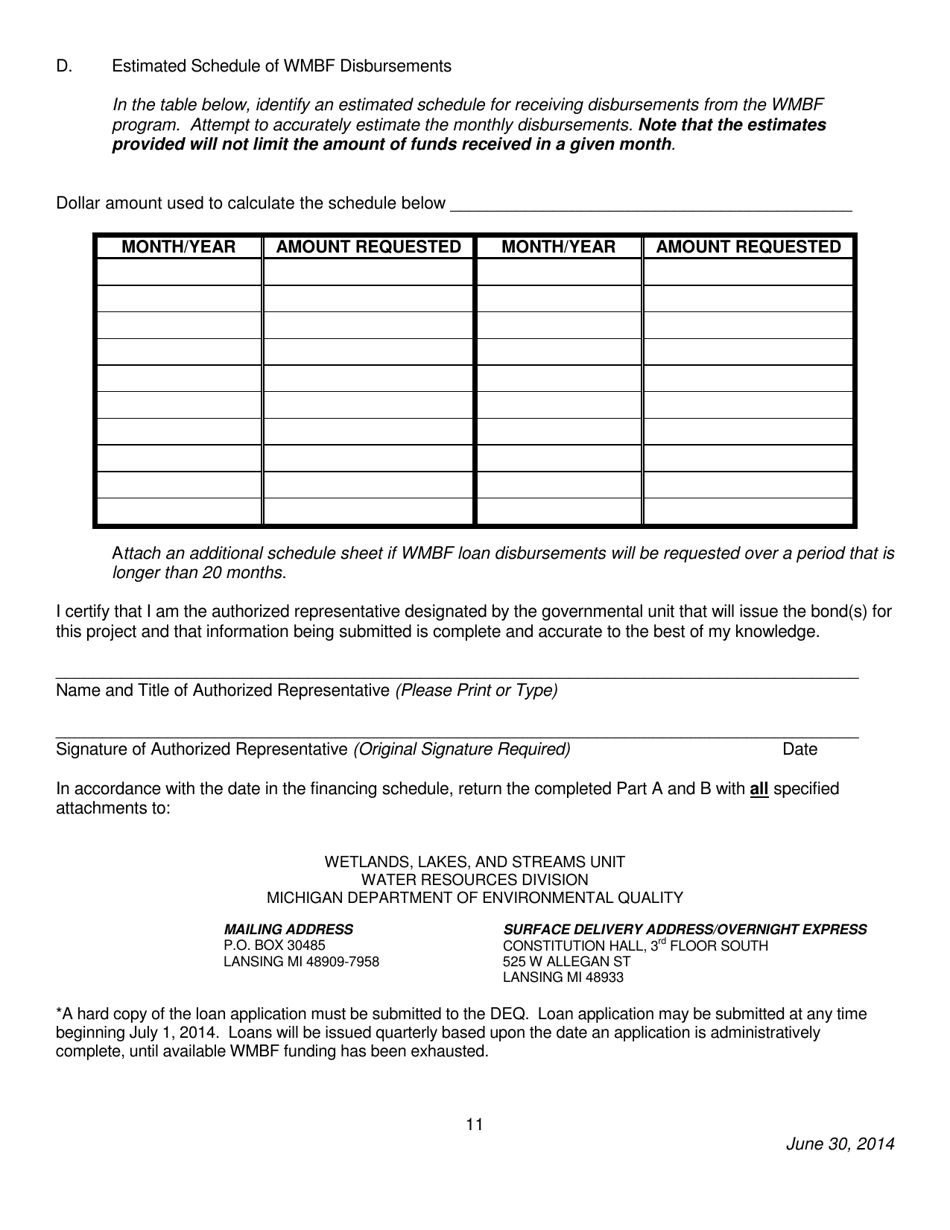 Wetland Mitigation Bank Funding (Wmbf) Loan Application - Michigan, Page 12