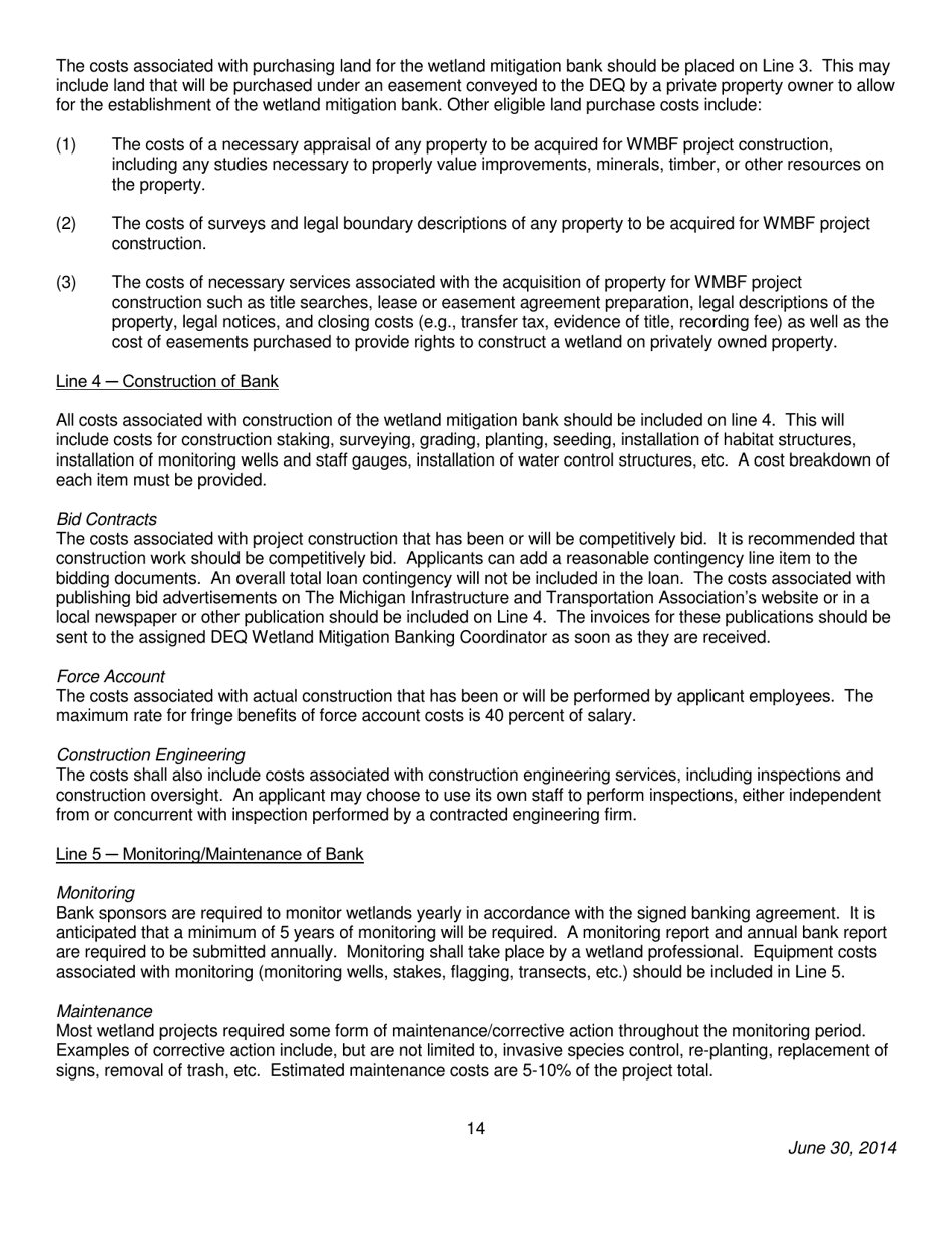 Wetland Mitigation Bank Funding (Wmbf) Loan Application - Michigan, Page 15